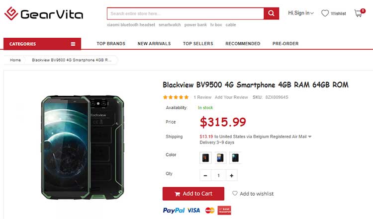 BlackView BV9500 4G 스마트폰 – GearVita 쿠폰 코드