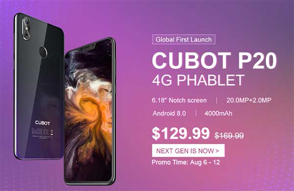 Cubot P20 4G Phablet 글로벌 출시 – Gearbest.com