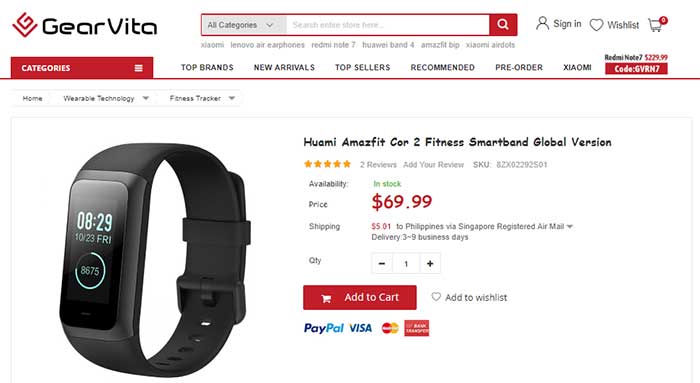 Huami Amazfit Cor2 Fitness Smartband 글로벌 버전 - 쿠폰 코드
