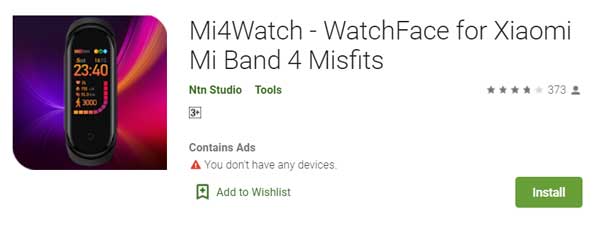 Mi4Watch – Ntn Studio의 Xiaomi Mi Band 4 MisFit용 WatchFace