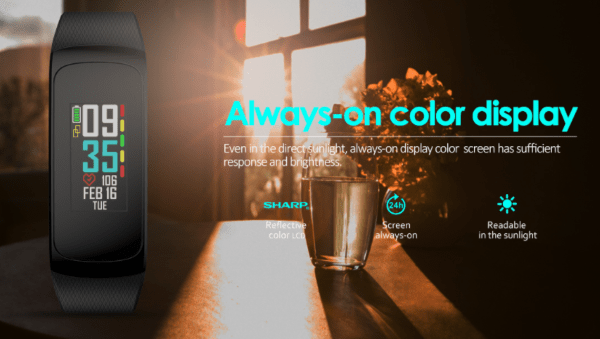 Zeblaze 플러그 C – 반사형 Always On Display Smartband