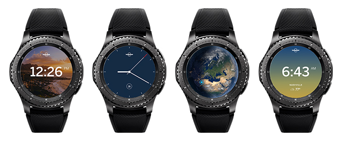 Gear S3에서 사용할 수 있는 Lonely Planet의 가이드에는 테마 시계 모드가 포함되어 있습니다.