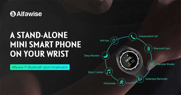 Alfawise Y1 696 Bluetooth 스포츠 Smartwatch – 쿠폰 코드