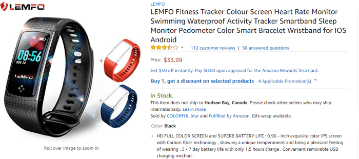 Amazon 쿠폰 코드 내부의 LEMFO 피트니스 트래커 및 Smartwatch 거래